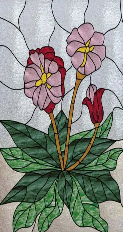 Window Film Stained Glass Stickers,Custom size Static Cling Rose,Flower Privacy Films Door Sticker Kitchen Office Home Decor