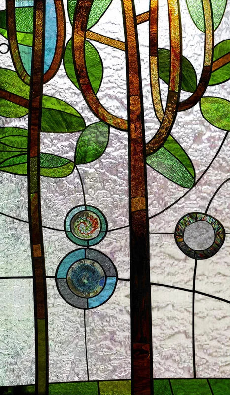 Stained Glass Vinyl Window Stickers Frosted Surface Bedroom Bathroom Decor Window Film Privacy Lucky tree Custom Size