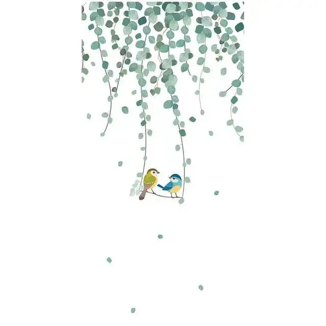 Stained Glass Film Vine Leaves & Birds Frosted Sticker Home Decorative Film Modern Window Accessories BLT3850Custom Size