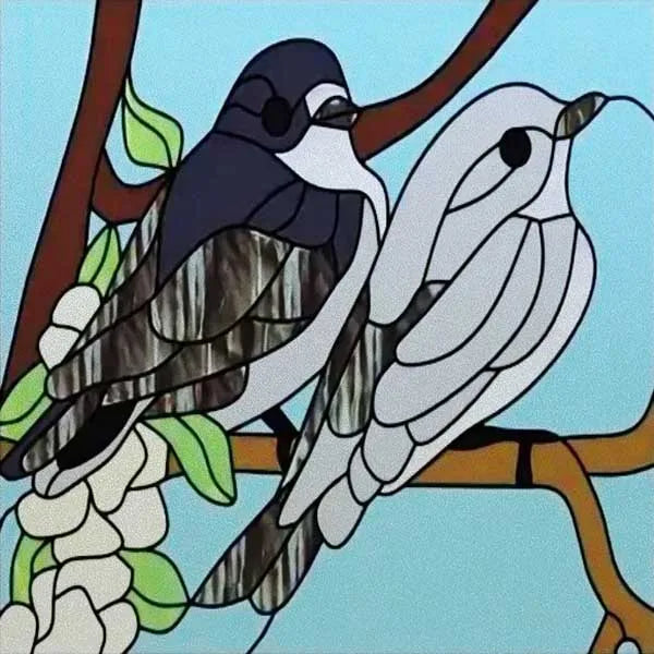 Window Film Stained Glass Films Static Cling Stickers for Bathroom Kitchen Office Home Decor,Birds Peacock,Heron,Owl,Custom size