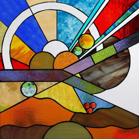 European Church Mosaic Stained Glass Films,Window Stickers Static Cling,Sun, Mosaic, Custom made to fit any Window Size or Shape