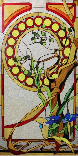 Frosted Stained Glass Window Film, Church Static Cling,Door Sticker,Print SunFlower,Tree,Fruit,Birds,Home Decor, Customized