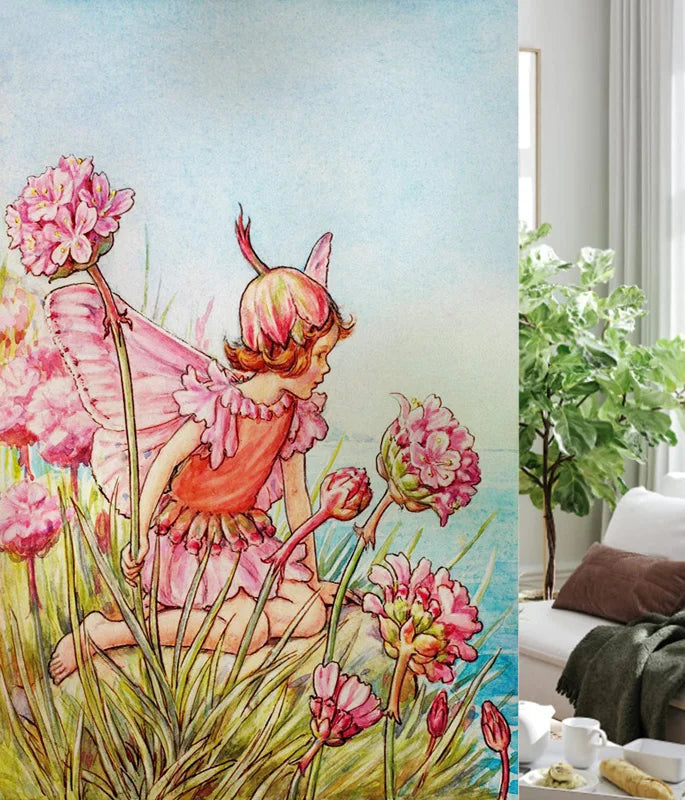 Custom Size Stained Glass Window Film, Flower Fairy Stickers, Static Cling for Kitchen, Bathroom, Bedroom, Door, Home Decor