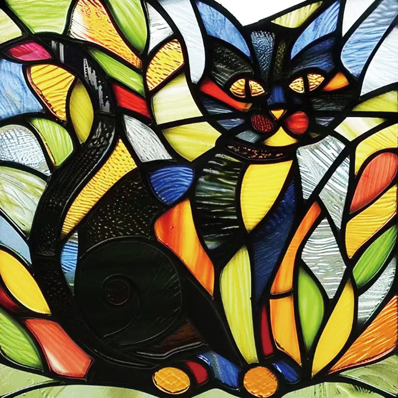 Custom size Window Film Stained Glass Films Frosted Privacy Static Cling cat Sticker Bathroom Skylight Decor
