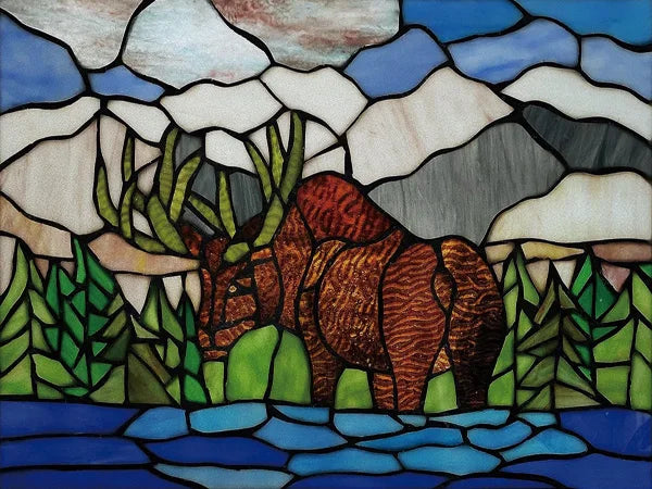 Landscape Painting Stained Glass Films, Transom Windows Film, Opaque Sticker, Self Adhesive, Static Cling, Custom Size