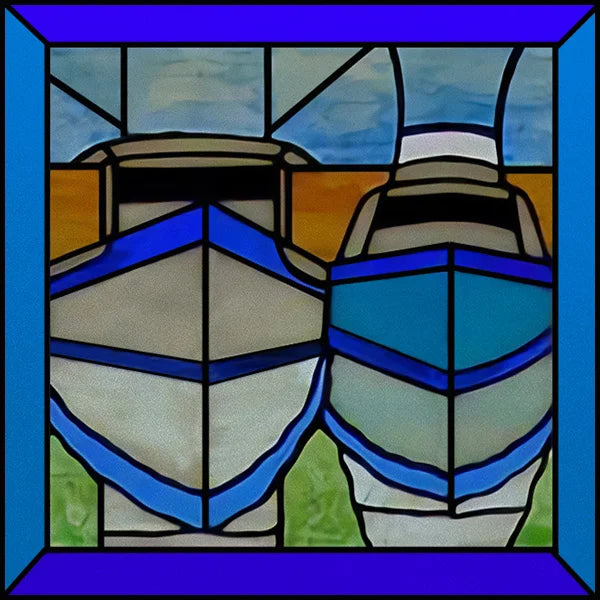 Frosted Stained Glass Window Film, Customized Ocean Boat Color, Static Cling Sticker,Home Decor Foil, Treatment