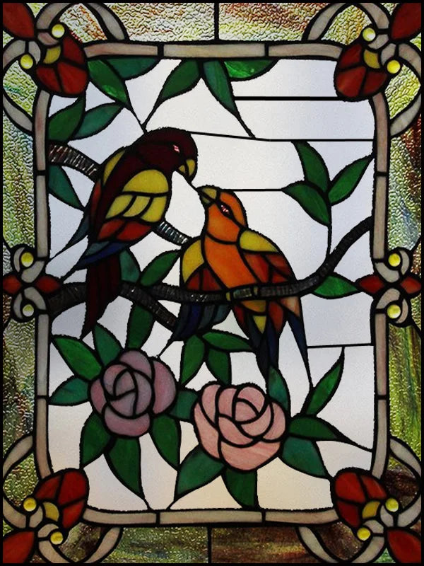 Frosted Stained Glass Window Film, Customized Art, Peacock Hummingbird Static Cling Sticker,Home Decor, Treatment