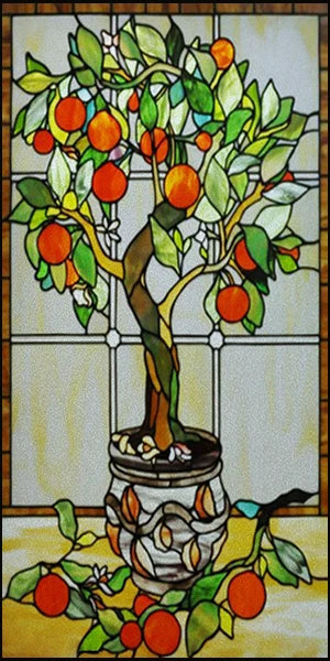 Frosted Stained Glass Window Film, Church Static Cling,Door Sticker,Print SunFlower,Tree,Fruit,Birds,Home Decor, Customized