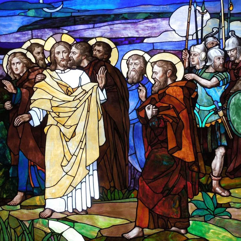 Custom Frosted Stained Glass Window Film,Static Cling Reusable,Jesus Christ Angels Virgin Mary Picture Decor Window Treatment