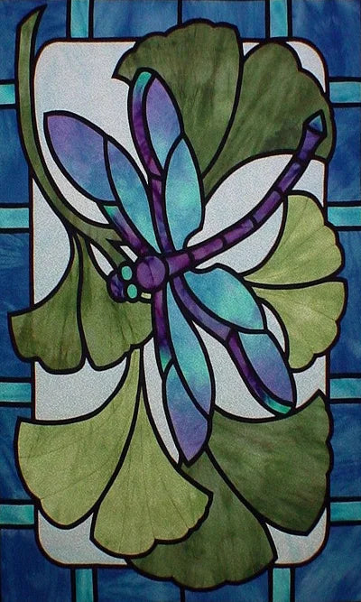 Custom size Glass Films,Stained Glass Stickers Static Cling,Frosted Privacy Print Dragonfly Butterfly for Window Door Home Decor