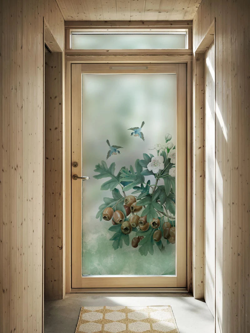 Green plant glue-free electrostatic glass film sticker window grille sticker toilet bathroom opaque privacy Custom window film