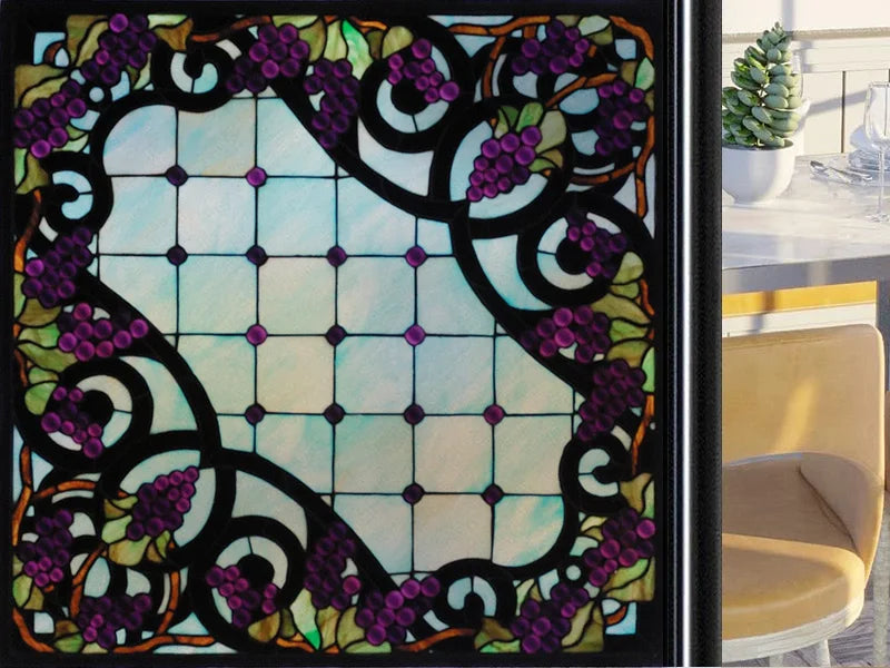 Frosted Stained Glass Window Film, Customized Art Deco Design, Static Cling Door Sticker,Home Decor Foil, Treatment