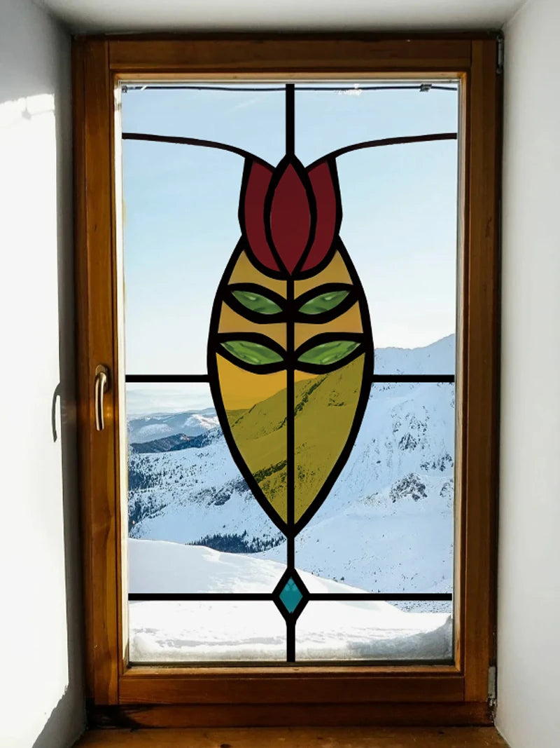 Frosted Stained Glass  Film, 3D Matte,Grid, Transparent,Static Cling,Privacy, Door Sticker,Customized for Office, Home Decor