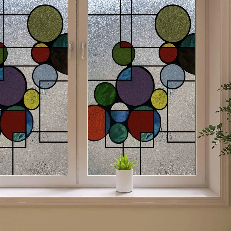 Frosted Stained Glass Window Film, 3D Matte, Transparent,Static Cling,Privacy, Door Sticker,Customized for Office, Home Decor