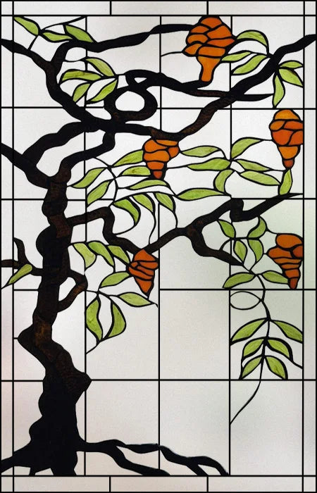Frosted Stained Glass Window Film, Print Flowers, Static Cling,Privacy Door Sticker,Kitchen, Office, Home Decor, Customized