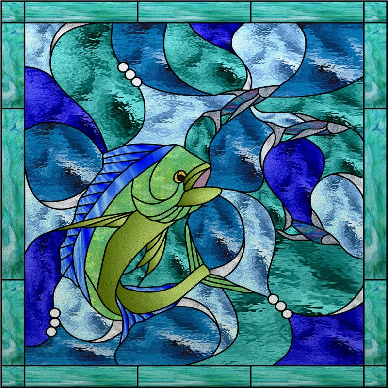 Custom size Window Film Stained Glass Films Frosted Privacy Static Cling Background Sticker Aquarium Ocean Poster Fish Tank Film