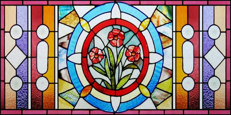 Window Film Stained Glass Stickers,Custom size Static Cling Frosted Privacy,Bird Tree Print For Transom Window Glass Home Decor