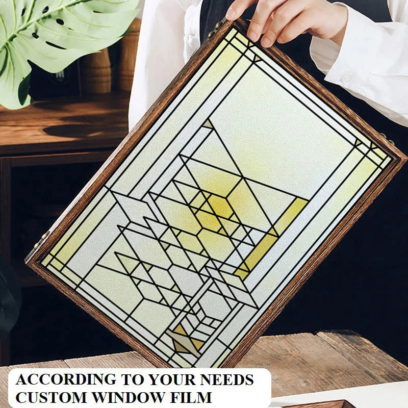 Custom Size Stained Glass Window Film Frosted Privacy Static Cling Retro Prairie Style Stickers Shower Kitchen Office Home Decor