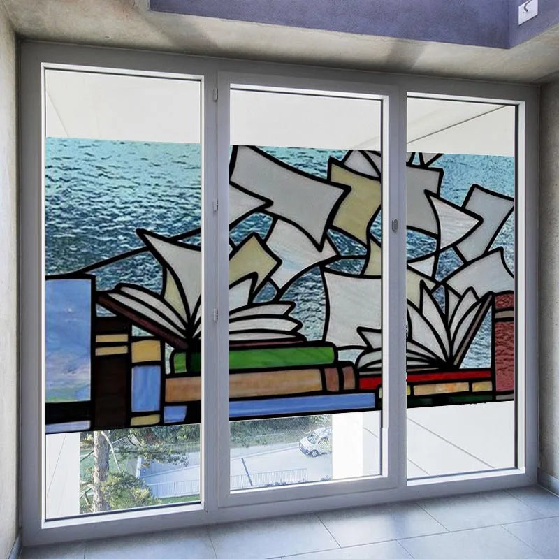 Custom Size Window Film, Stained Glass, Decorative Window Sticker, Privacy Frosted Static Cling, Home Decal