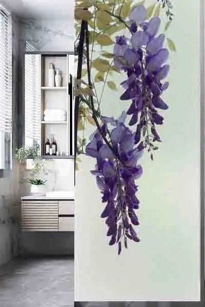 Custom Size Window Glass Films Privacy Film Static Cling Door Sticker Wisteria Pictures Shower Office Bedroom Kitchen Home Decor