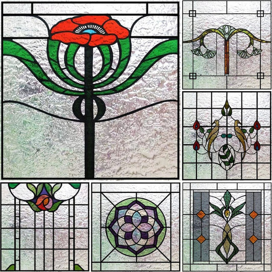 Custom Size Window Film Stained Glass Decorative Window Sticker Privacy Frosted Static Cling