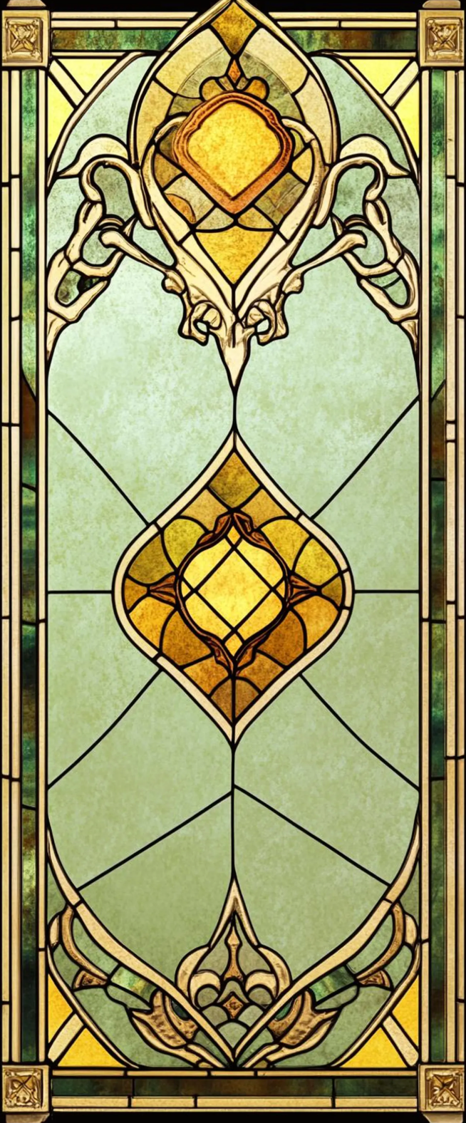 Amber Medallion Sage Front Door Window Film – Custom Size Static Cling pattern artwork
